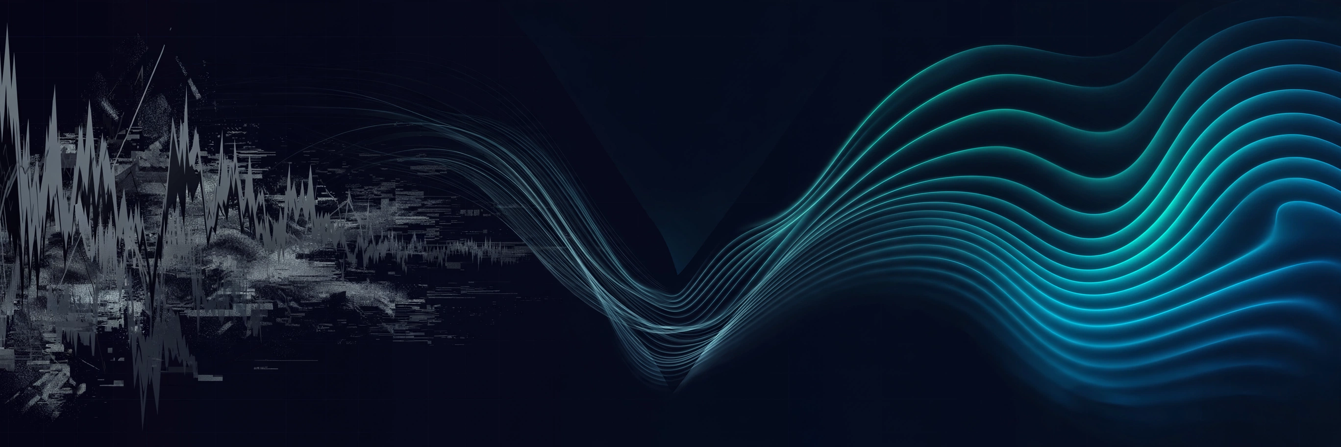 Chaotic call noise dissolving into calm, filtered waves
